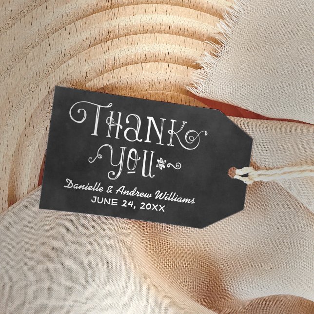 Rustikale Script Chalkboard Hochzeit Danke Black Geschenkanhänger (Von Creator hochgeladen)