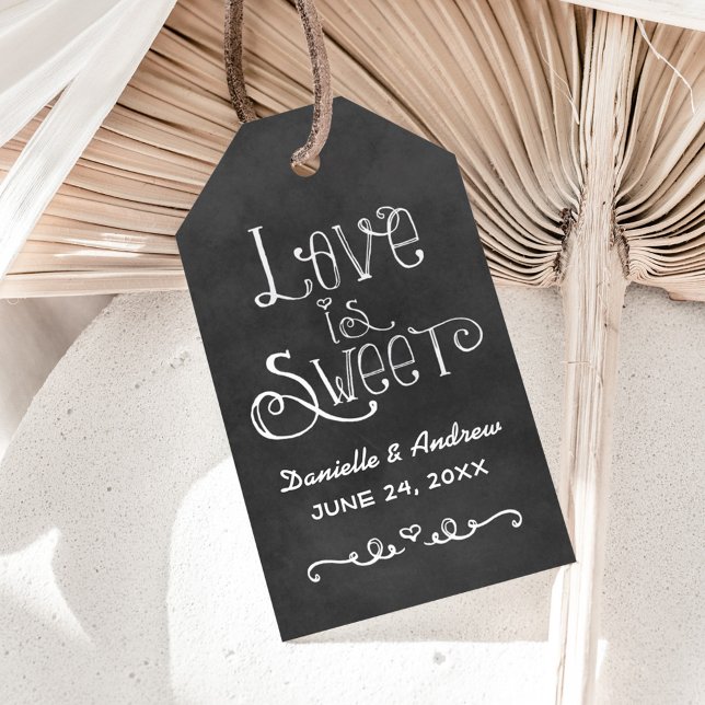 Rustikale Script Chalkboard Hochzeit Liebe ist süß Geschenkanhänger (Von Creator hochgeladen)