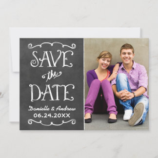 Rustikale Script Chalkboard Wedding Black Save The Date