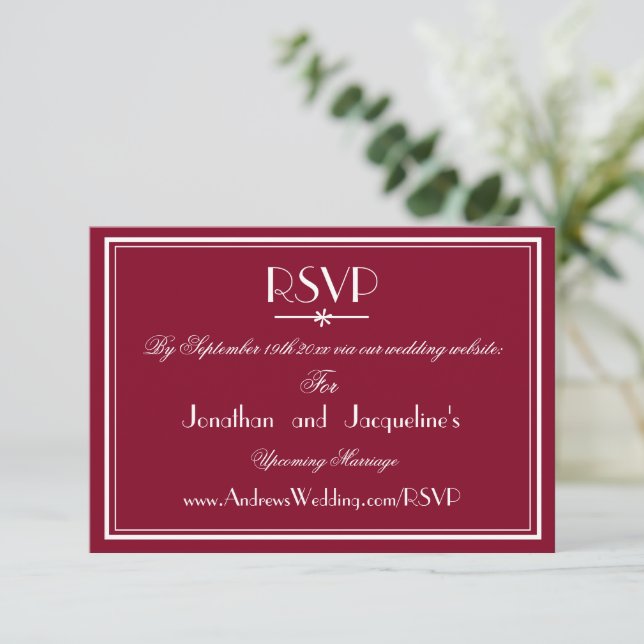 Rustikale Script-UAWG-Website Hochzeitkarte RSVP Karte (Stehend Vorderseite)