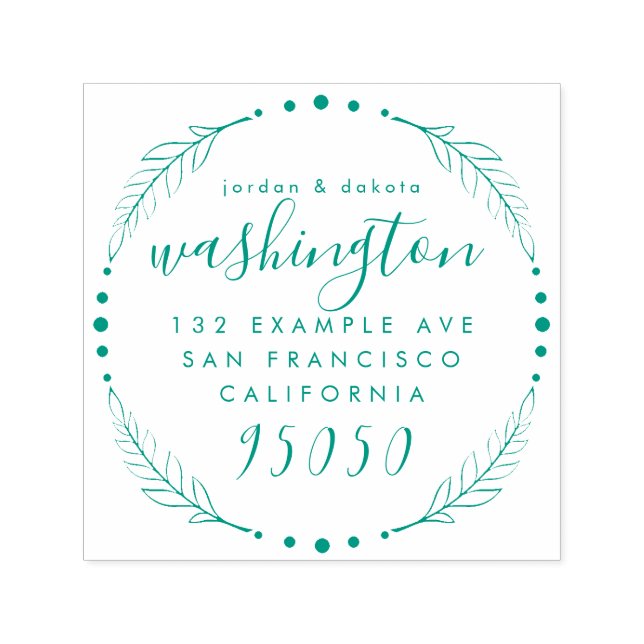 Rustikale Script Wreath Wedding Couple Rücksendead Permastempel (Design)