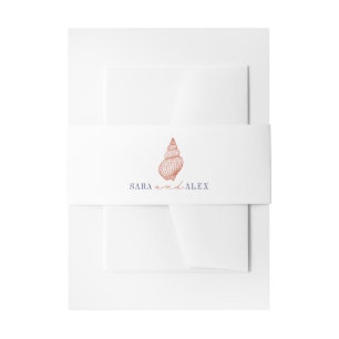 Rustikale Seashell Red & Blue Wedding Einladungsbanderole