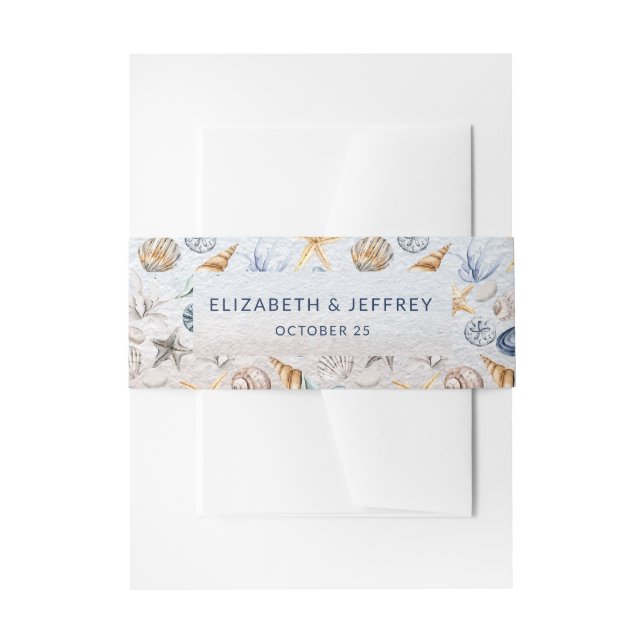 Rustikale Seashells Ocean Sea Summer Beach Hochzei Einladungsbanderole (Vorderseite Beispiel)