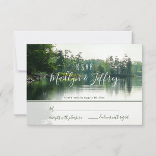 Rustikale Seevergreens Reflexion Hochzeit rsvp