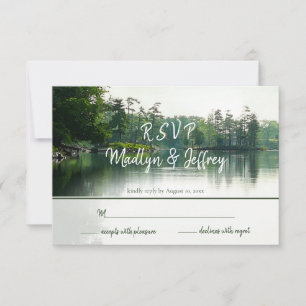 Rustikale Seevergreens Reflexion Hochzeit rsvp Karte