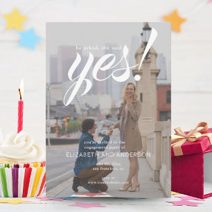 Rustikale "She Said Yes"-Foto-Engagement-Party Einladung