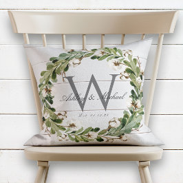 Rustikale Shiplap Wreath Monogram Kissen
