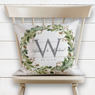 Rustikale Shiplap Wreath Monogram Kissen