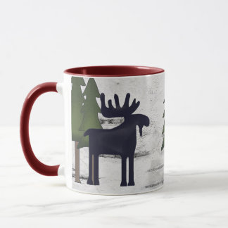 Rustikale Silhouette für Berggebiete auf Birch Tasse