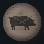 Rustikale Silhouette Große Wanduhr<br><div class="desc">Die Silhouette der Schweine. Holzdesign ist bedruckt,  nicht echtes Holz.</div>