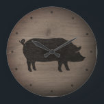 Rustikale Silhouette Große Wanduhr<br><div class="desc">Die Silhouette der Schweine. Holzdesign ist bedruckt,  nicht echtes Holz.</div>