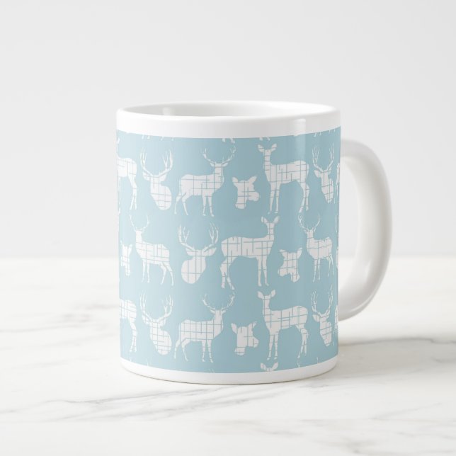 Rustikale Silhouette Hirsch auf Blaue Spezialität  Jumbo-Tasse (Vorderseite Rechts)