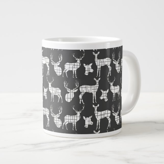 Rustikale Silhouette Hirsch auf der Tasse "Graue S (Vorderseite Rechts)
