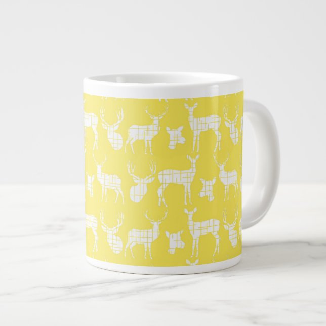 Rustikale Silhouette Hirsch auf Gelber Spezialität Jumbo-Tasse (Vorderseite Rechts)