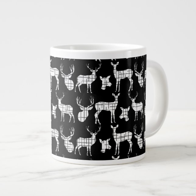 Rustikale Silhouette Hirsch auf Schwarzer Speziali Jumbo-Tasse (Vorderseite Rechts)