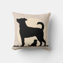 Rustikale Silhouette von Mama & Pup mit Emotionale Kissen
