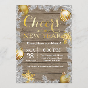 Rustikale Silvester-Party Einladung