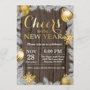 Rustikale Silvesterparty-Einladung in Gold Einladung