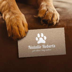 Rustikale Sitter Dog Walker Paw Logo Kraft Visitenkarte