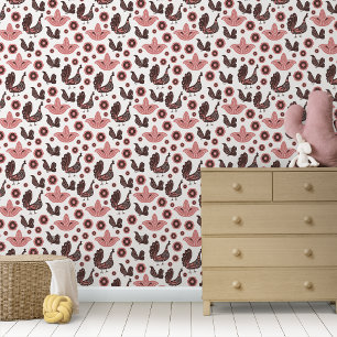 Rustikale skandinavische Folklore Nordische Vögel Tapete