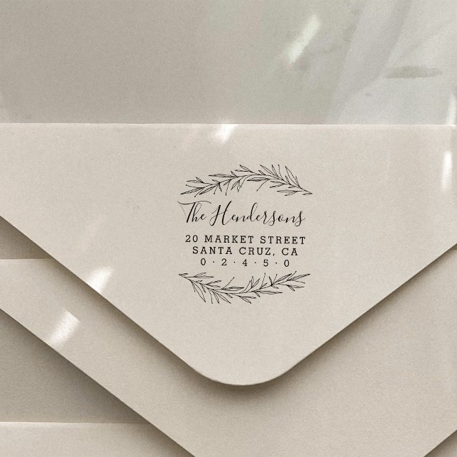 Rustikale Skriptfamilie Name Botanische Rücksendea Gummistempel (Von Creator hochgeladen)