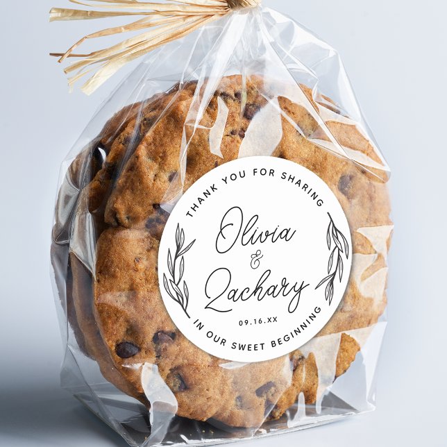 Rustikale Skriptkreisgrün Vielen Dank für Ihre Hoc Runder Aufkleber (Rustic Script Circular Greenery Thank You Wedding Classic Round Sticker)