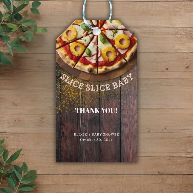 Rustikale Slice Slice Pizza Babydusche Geschenkanhänger (Von Creator hochgeladen)
