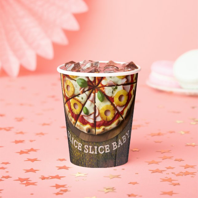 Rustikale Slice Slice Pizza Babydusche Pappbecher (Insitu)