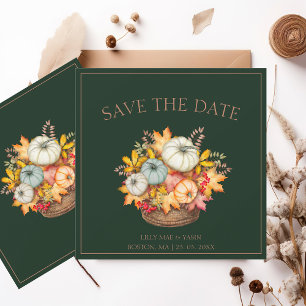 Rustikale Smaragdgrüne Herbstkürbis Hochzeit Save The Date