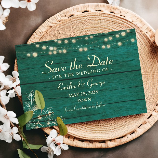 Rustikale Smaragdgrüne Hochzeit rettet das Datum Save The Date (Von Creator hochgeladen)