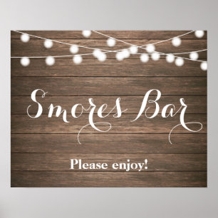 Rustikale Smores-Bar mit String-Lichtern Poster