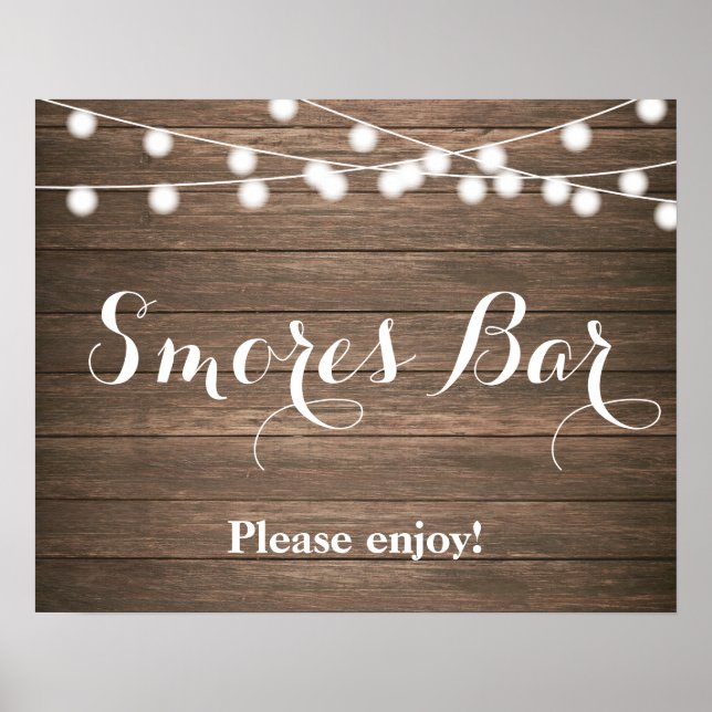 Rustikale Smores-Bar mit String-Lichtern Poster (Vorne)