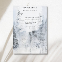 Rustikale snorreiche Waldberg-Wasserfarben-Hochzei RSVP Karte