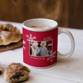 Rustikale Snowflake Rotes Foto Tasse