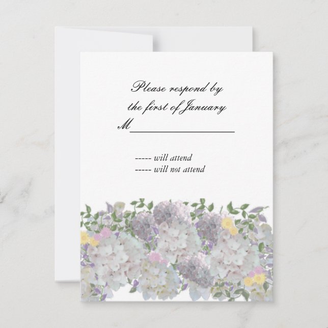 Rustikale Soft Garden Blume Antwortkarte RSVP Karte (Vorderseite)
