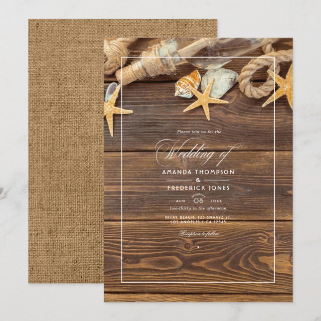 Rustikale Sommerstrand Hochzeitseinladung Einladung (Vorne/Hinten)