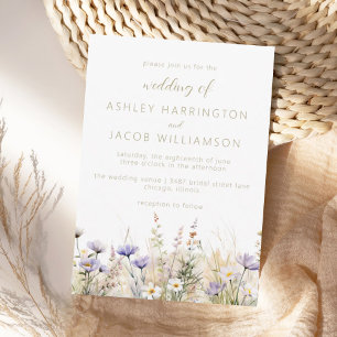 Rustikale Sommerwiese Wildblumen Hochzeit  Einladung