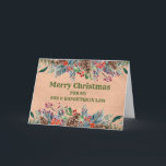 Rustikale Son & Daughter im Gesetz frohe Weihnacht Karte<br><div class="desc">Frohe Weihnachten für Sohn und Tochter in der Rechtskarte mit grünem Aquarell und Pinecones und nachdenklichen Vers.</div>