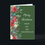 Rustikale Son & Daughter im Gesetz frohe Weihnacht Karte<br><div class="desc">Frohe Weihnachten für Sohn und Tochter in der Rechtskarte mit grünem Aquarell und Pinecones und nachdenklichen Vers.</div>