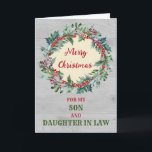 Rustikale Son & Daughter im Gesetz frohe Weihnacht Karte<br><div class="desc">Frohe Weihnachten für Sohn und Tochter in der Rechtskarte mit einem rustikalen Aquarellkranz und nachdenklichem Vers.</div>
