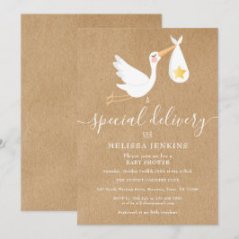 Rustikale Sonderlieferung Storch Babydusche Sprink Einladung