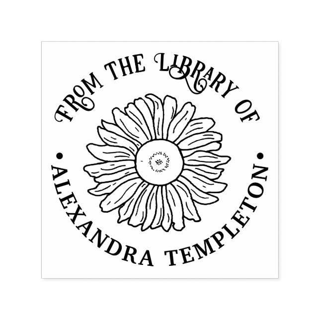 Rustikale Sonnenblume #1 Round Library Book Name Permastempel (Design)