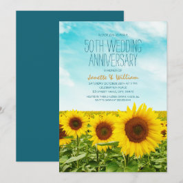 Rustikale Sonnenblume 50. Hochzeit Jahrestag Blume Einladung