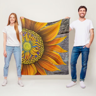 Rustikale Sonnenblume an der Barbe Fleecedecke