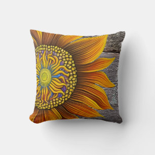 Rustikale Sonnenblume an der Barbe Kissen