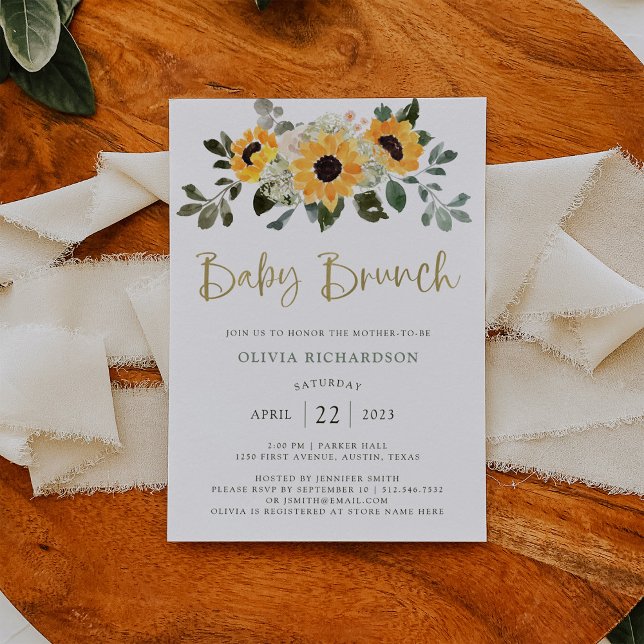 Rustikale Sonnenblume | Baby Brunch mit Gold Scrip Einladung (Von Creator hochgeladen)