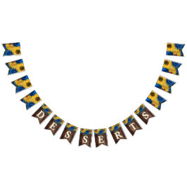 Rustikale Sonnenblume Blaue Rose Nachtisch Wimpelkette