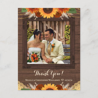 Rustikale Sonnenblume Boho Rose Hochzeit Vielen Da Postkarte