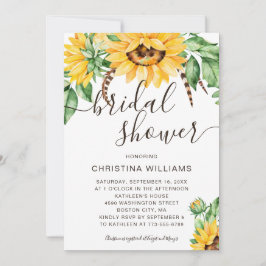 Rustikale Sonnenblume Bouquet Foto Brautparty Einladung