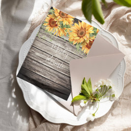 Rustikale Sonnenblume Bouquet Wassercolour Wedding Einladung